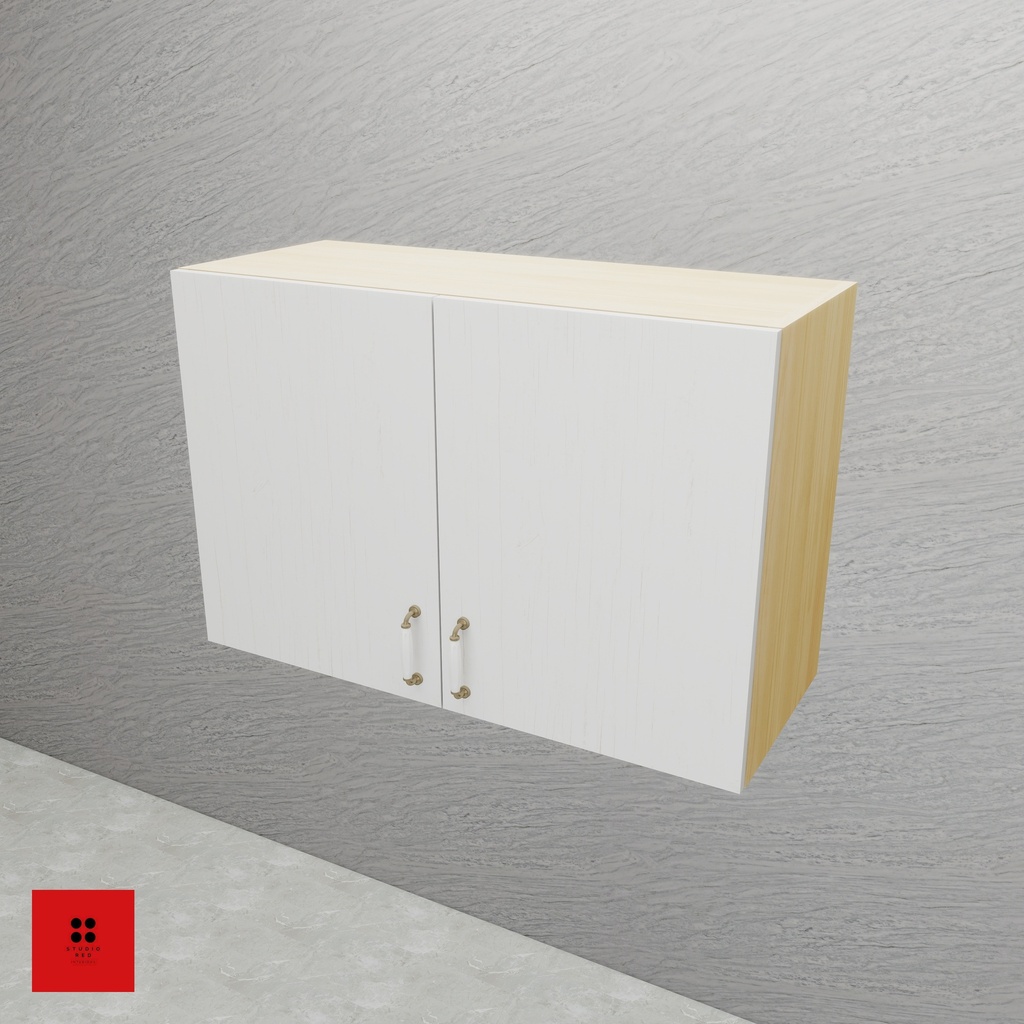 Wall Unit with 2 Shutters and  Glass & Plate Tray - 900 x 350 x 600