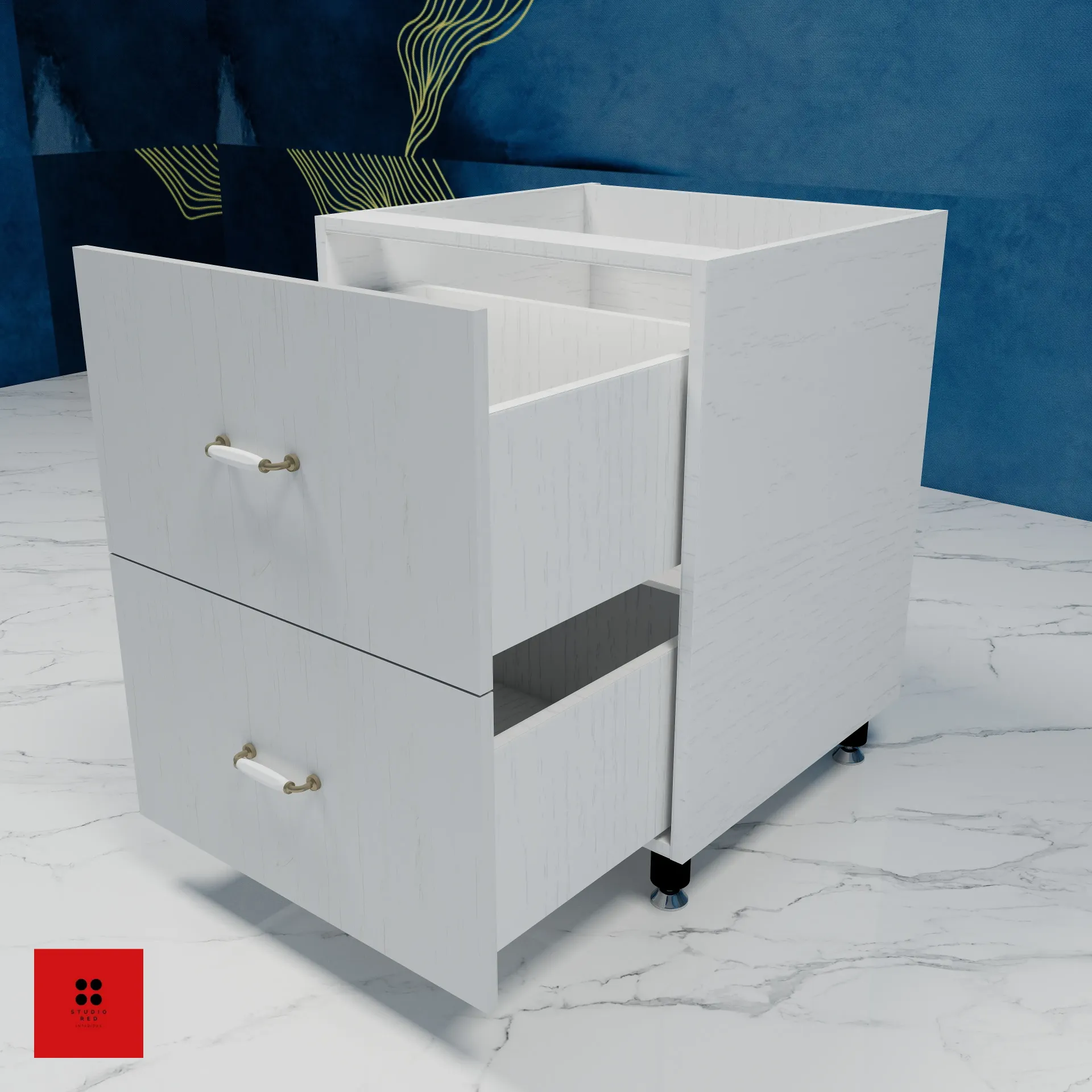 Base HOB Unit with 2M Tandem Drawer and Flap - 600 x 580 x 820
