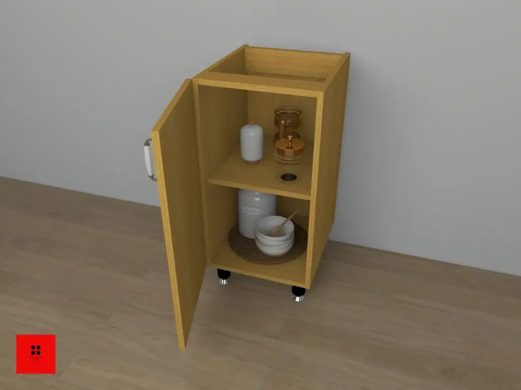 Base Unit with 1 Shutter and 1 Removable Shelf - 200 x 450 x 820 (Right Side Opening)