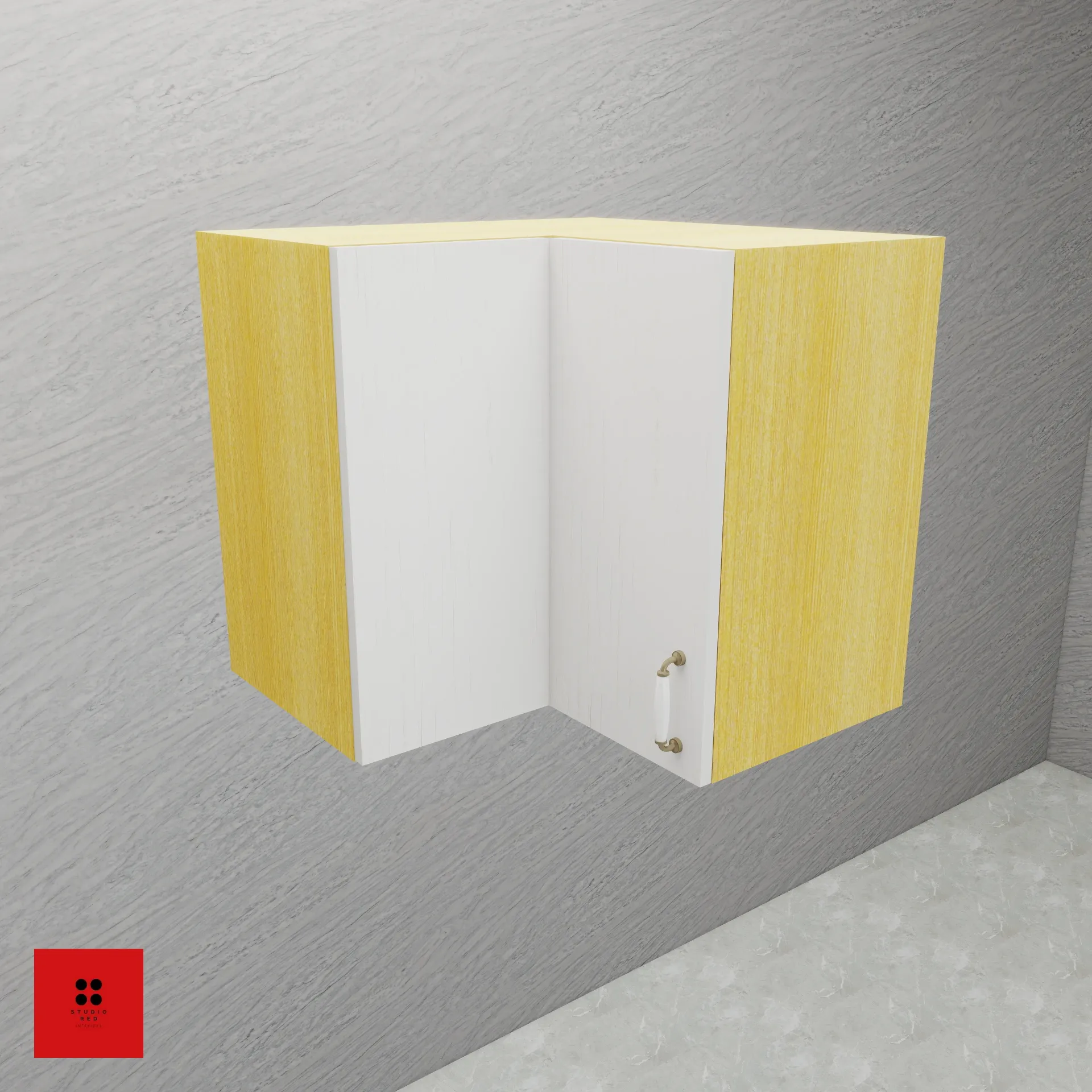 [KWU-CLU2S1FS-L-H600-W650] Wall Bi-Fold Shutter Unit with one shelf -Left - 650 x 350 x 600
