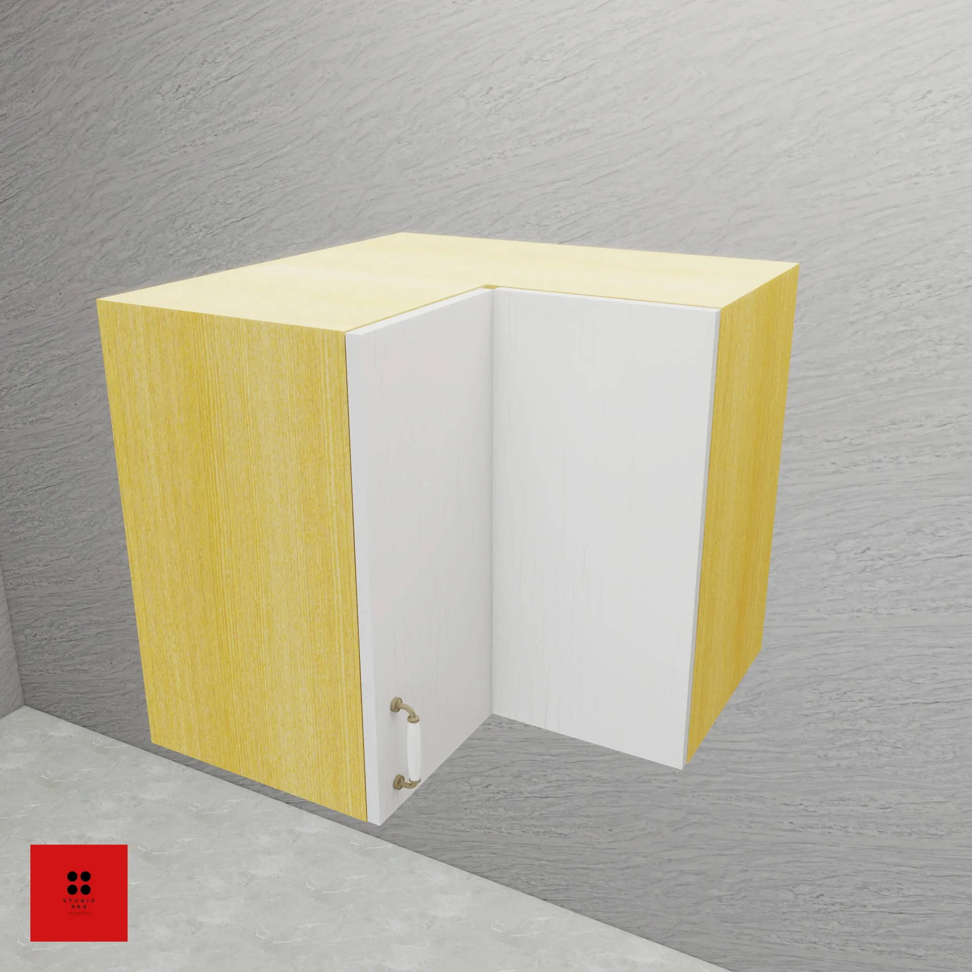 Wall Bi-Fold Shutter Unit with one shelf -Right - 650 x 350 x 600