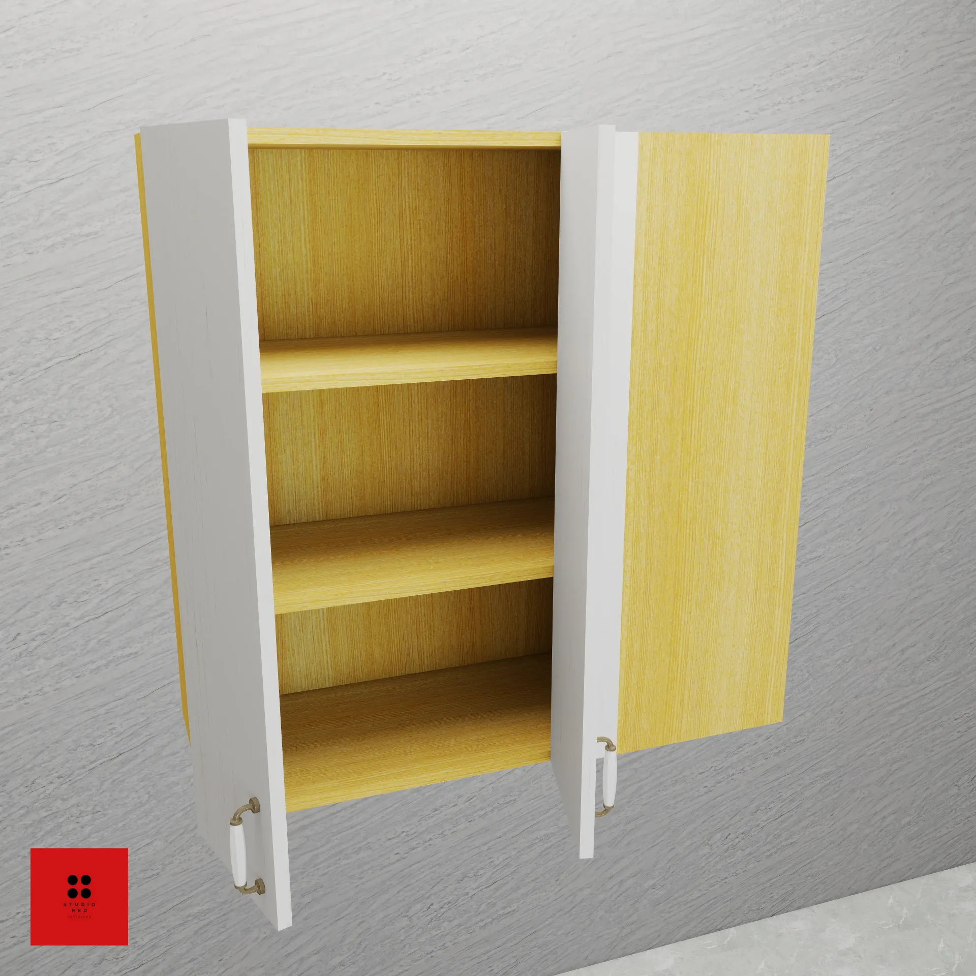 Wall Right Blind Corner unit with 2 Shutter two shelf -RBD - 900 x 350 x 900
