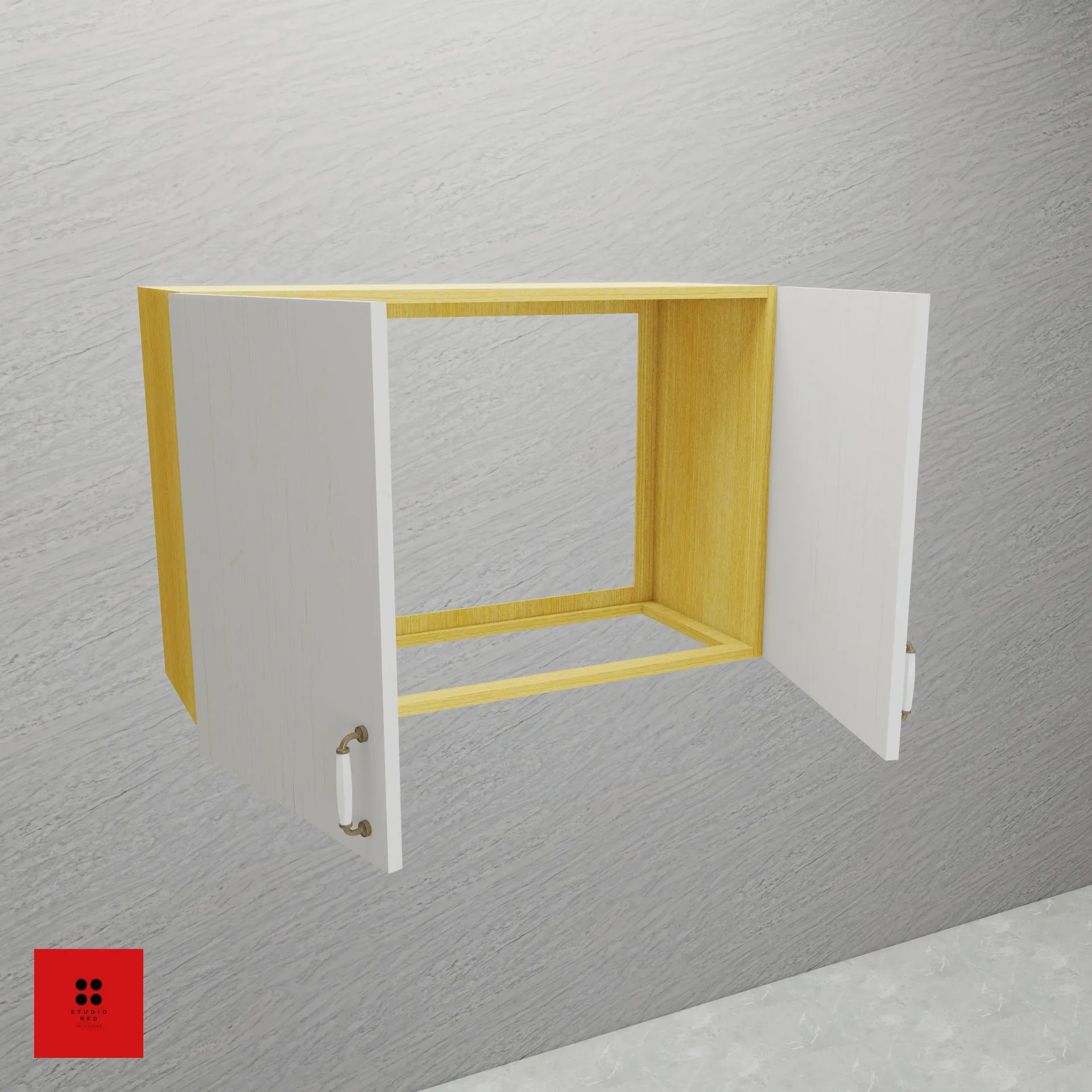 Wall Aqua Guard Unit (Bottom-less & Back-less) with 2 Shutter - 900 x 350 x 900