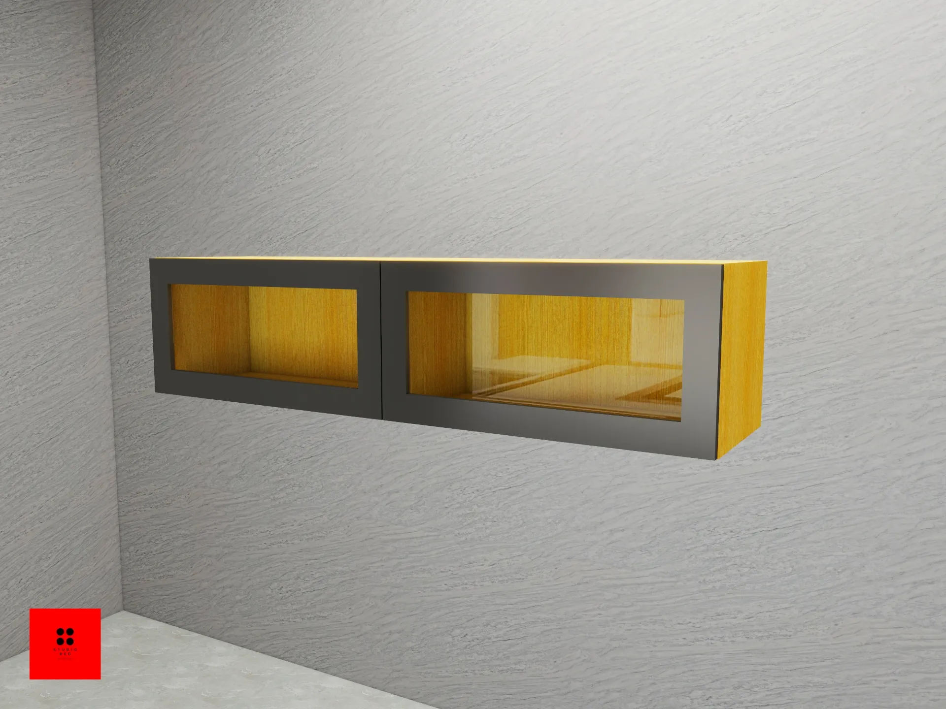 [KWU-FUAG2F-H360-W1500] Kitchen Wall Flap Up Unit with Aluminium Glass shutter - 1500 x 320 x360