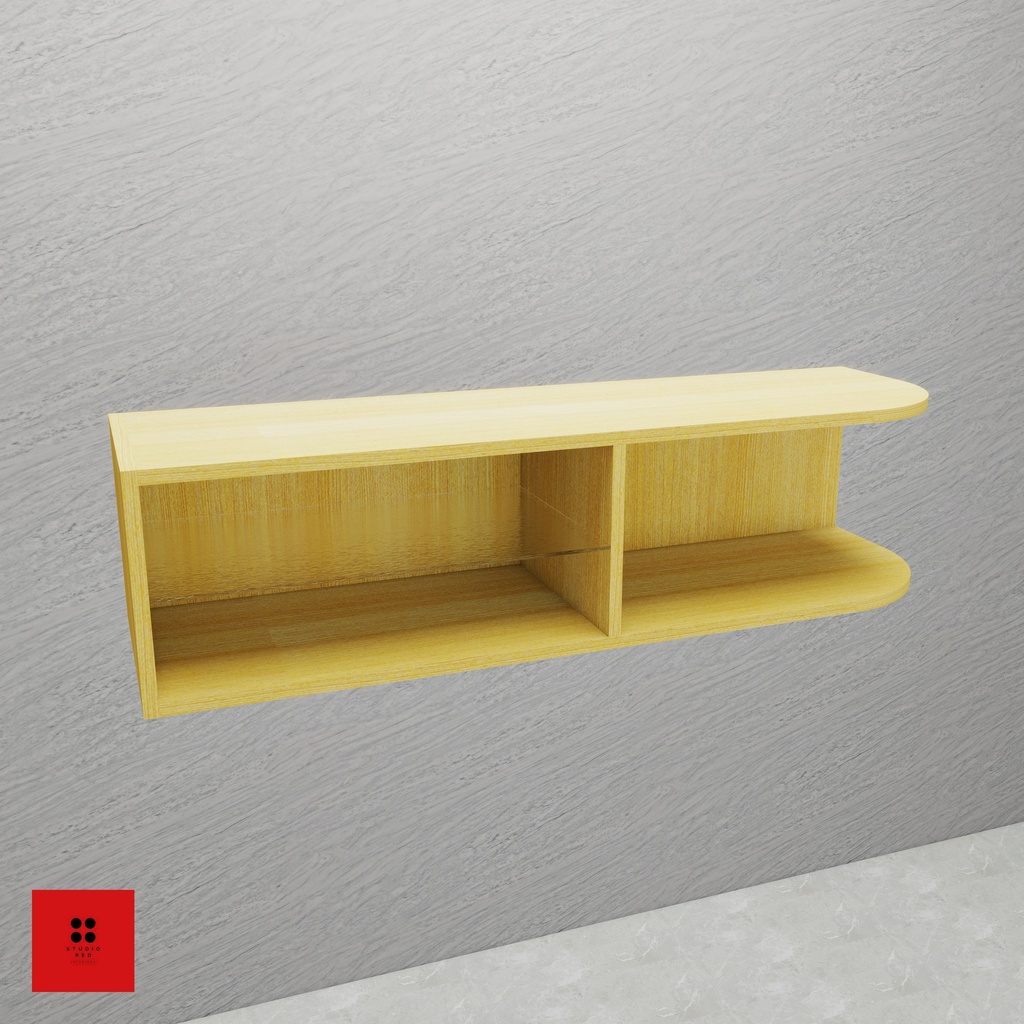 [KWU-GHSHO-R-H360-W1200] Wall Glass Half Shelf and Half Open Unit - Right - 1200 x 350 x 360