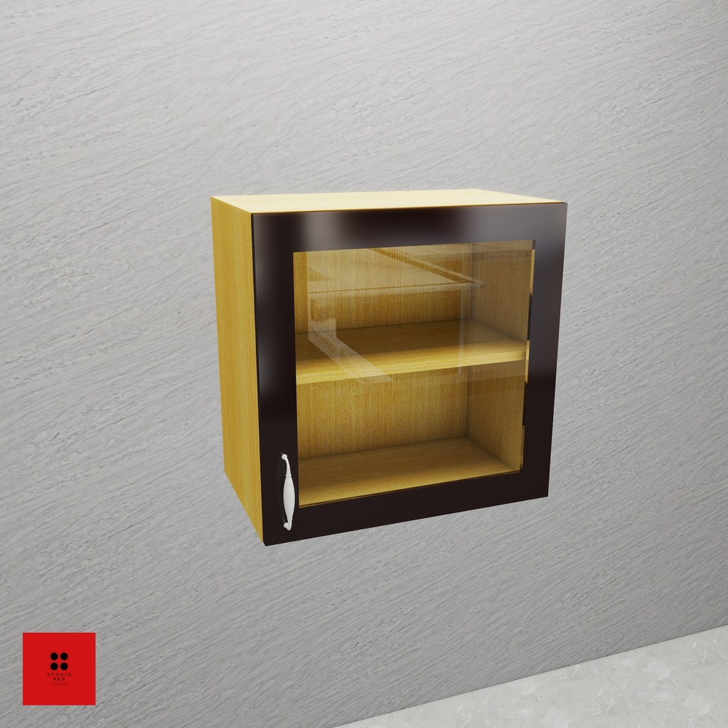 [KWU-AG1S1MS-H600-W400] Wall Unit with 1 Aluminium frame glass shutter and 1 removable shelf-400 x 350 x 600