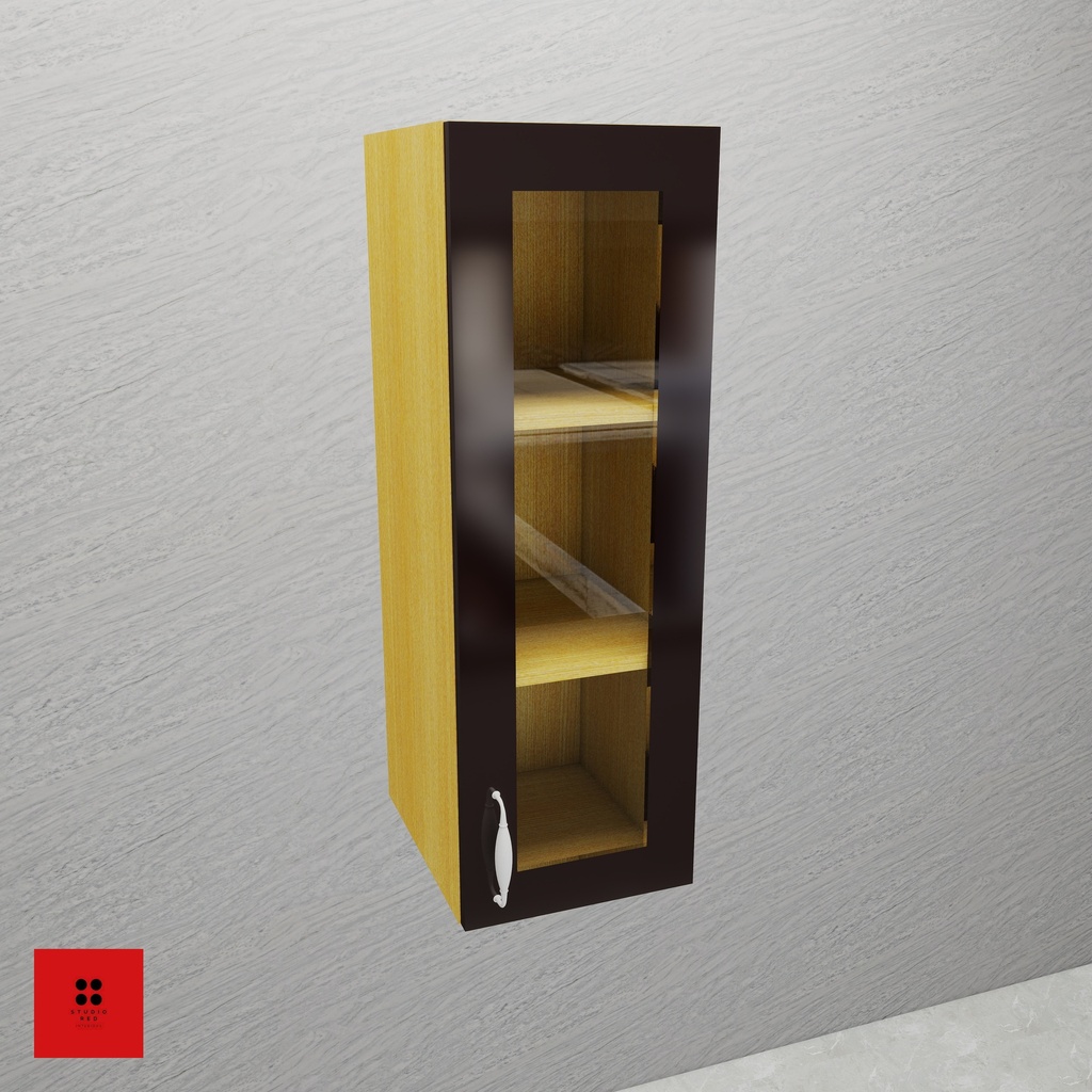 Wall Unit with 1 Aluminium frame glass shutter and 2 removable shelf-450 x 350 x 900