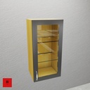 Wall Unit with 1 Aluminum Frame Glass Shutter and 2 Removable Glass Shelf - 600 x 350 x 900
