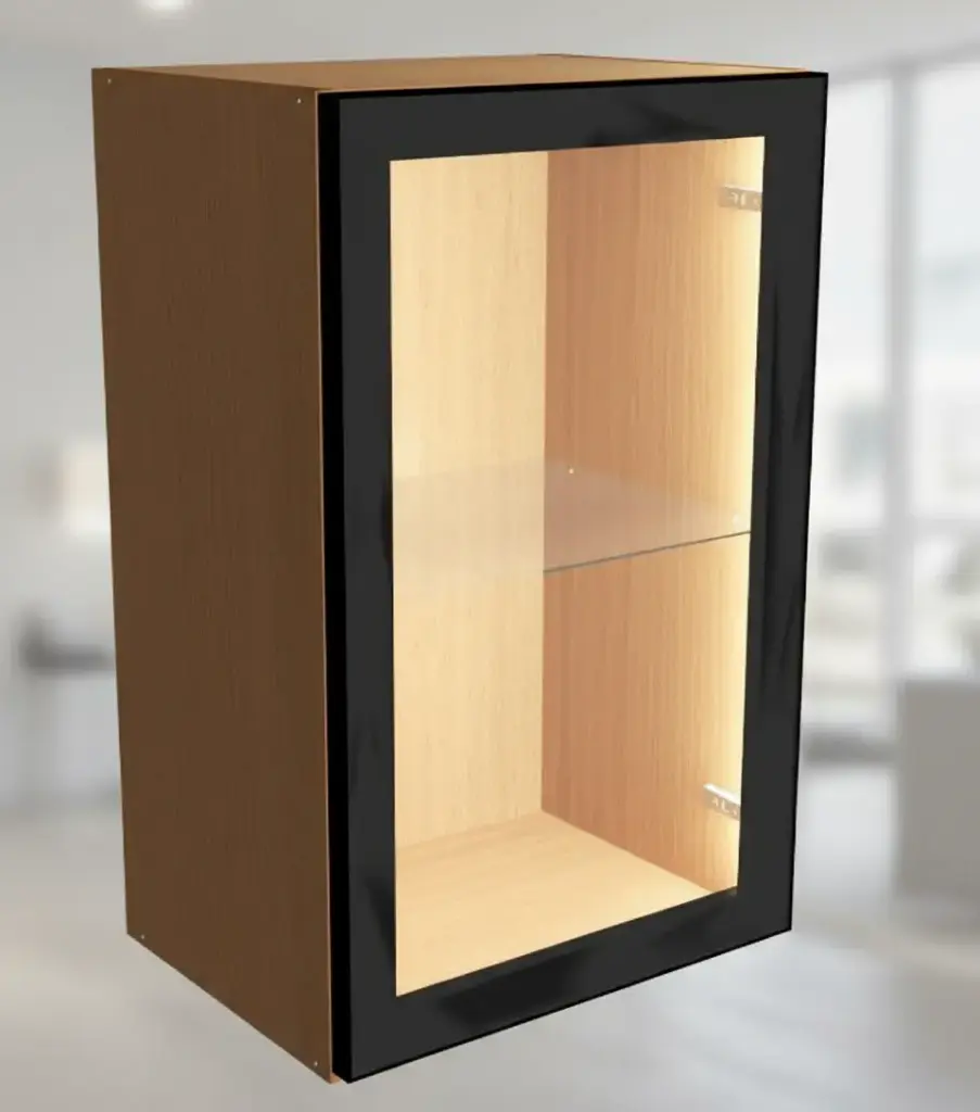 Wall Unit with 1 Aluminum Frame Glass Shutter and 1 Removable Glass Shelf - 600 x 350 x 600
