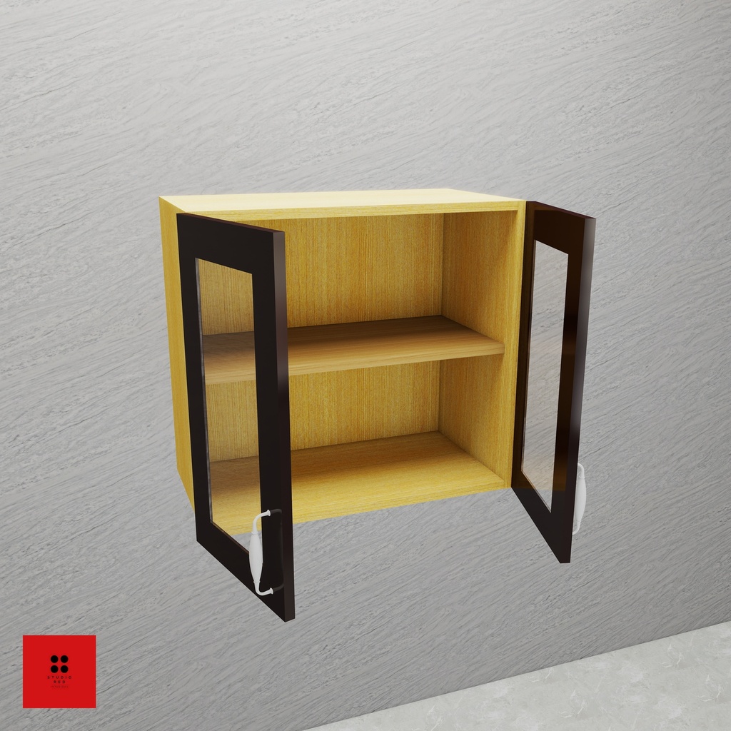 Wall Unit with 2 Aluminium frame glass shutter and 1 removable shelf-1000 x 350 x 600