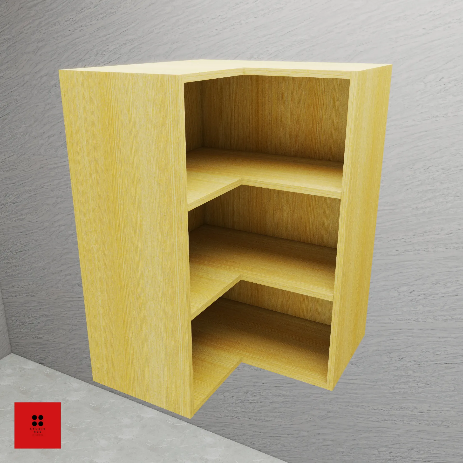 [KWU-COLU1FS-H900-W650] Wall Corner Open L Unit with 1 Shelf - 650 x 350 x 900