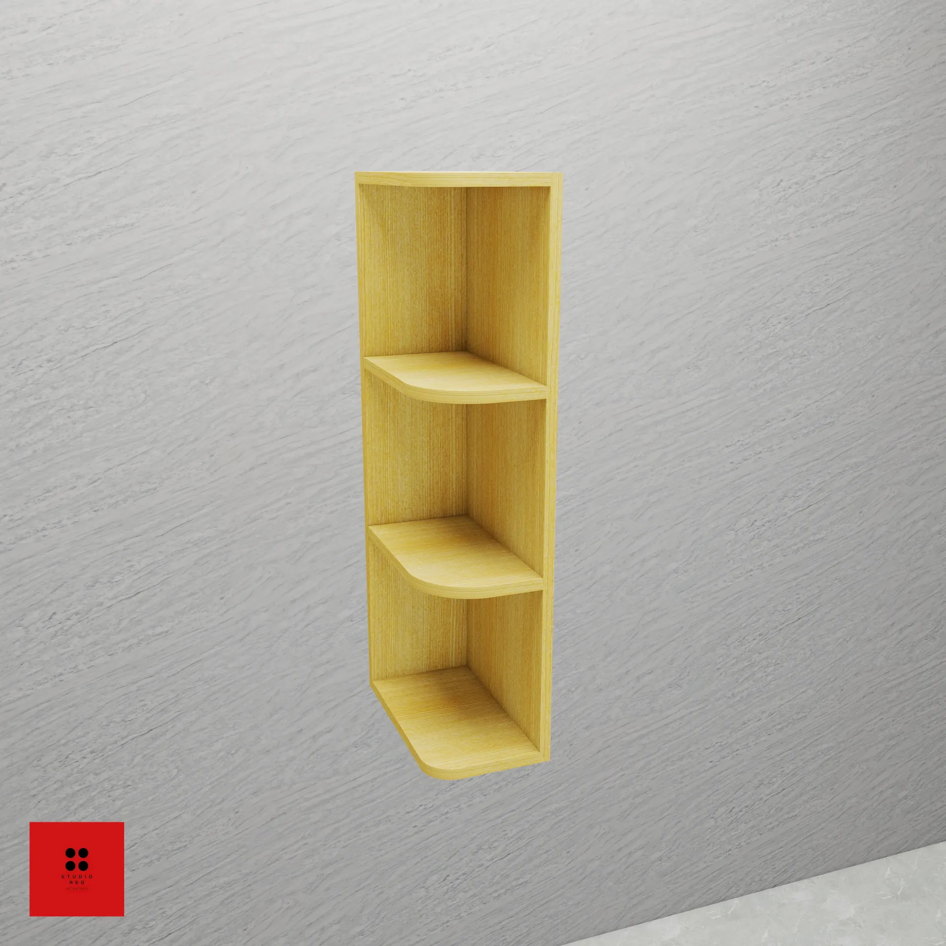 [KWU-OEU2FS-L-H900-W200] Wall Open End Unit with 2 Shelf - 200 x 350 x 900 - Left