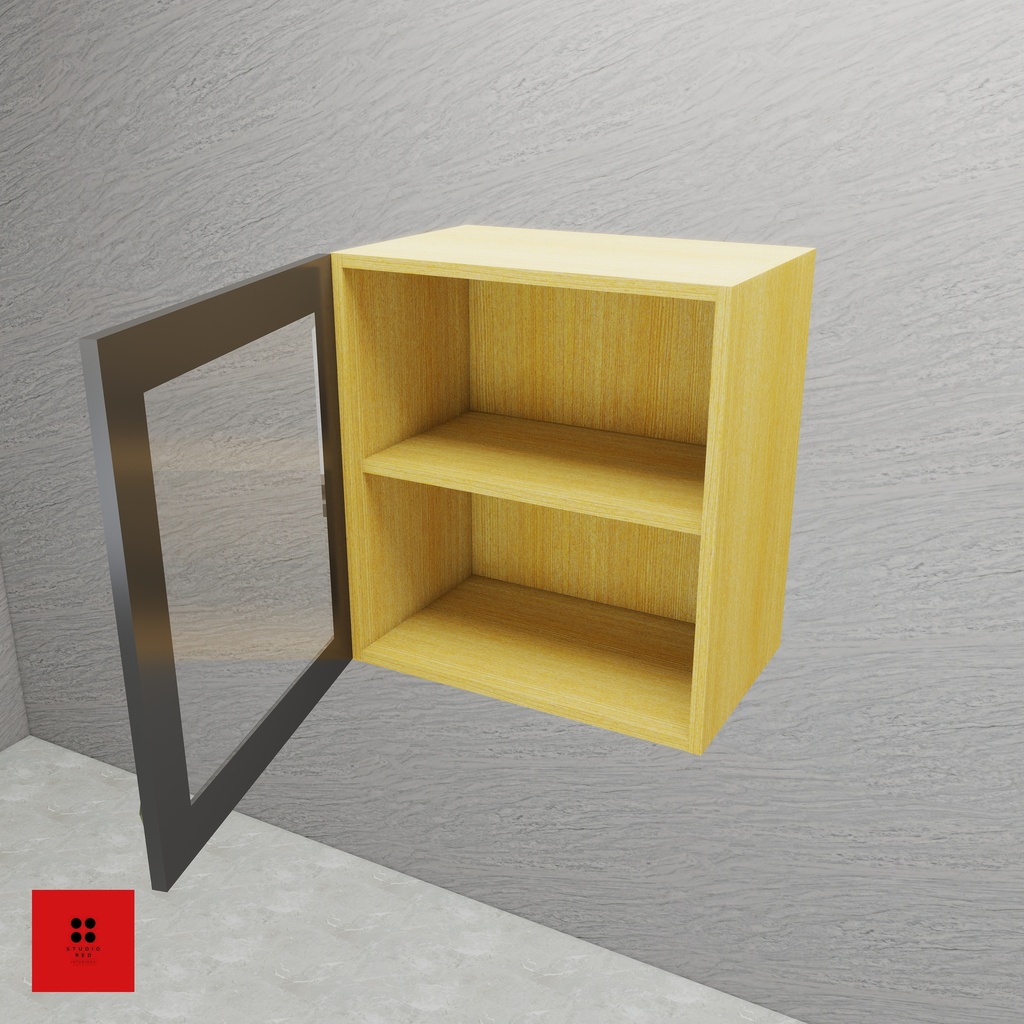 Wall Unit with 1 Wooden Frame Glass Shutter with 1 Removable Shelf  - 400 x 350 x 720