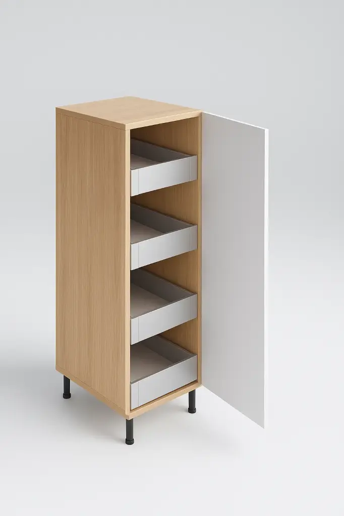 Semi Tall Unit with 4L Wooden Drawer and 1 Shutter - 600 x 580 x 1420