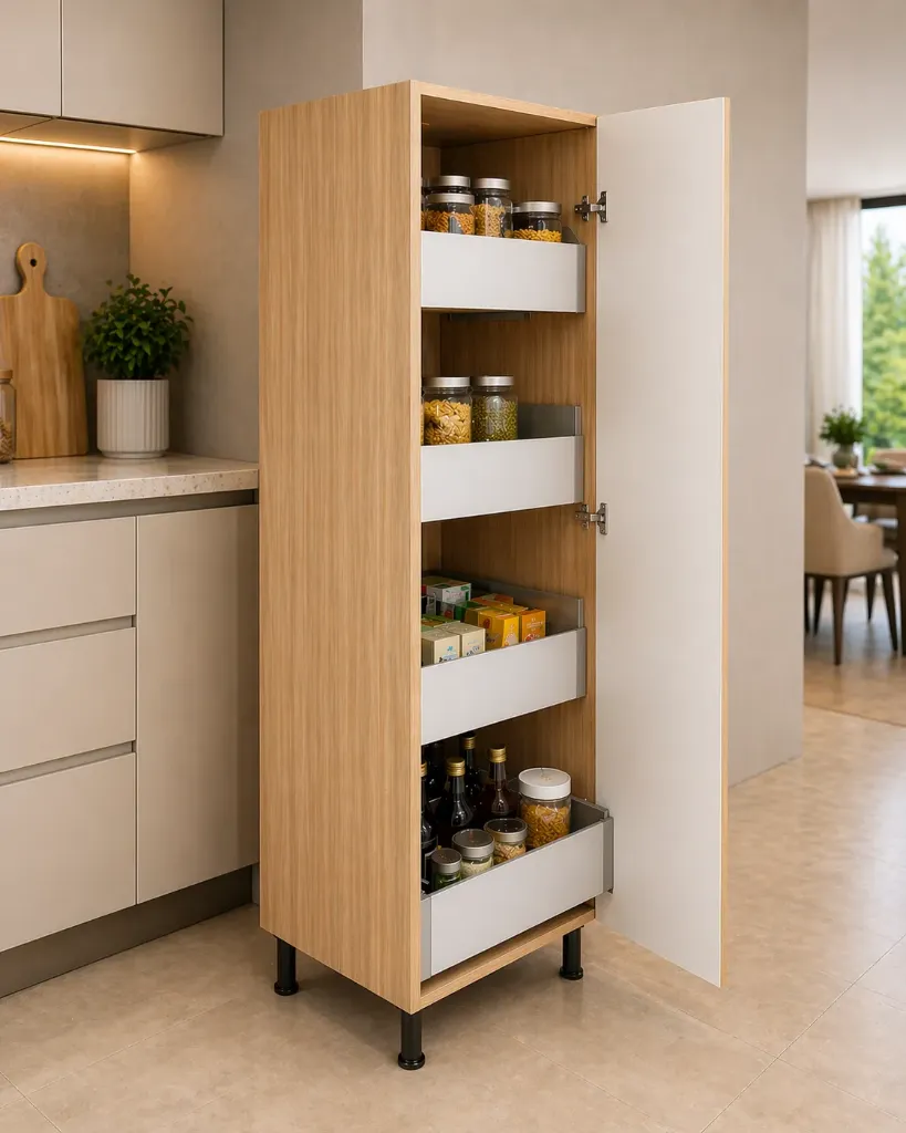 [KSTU-STU4LD1S-W600] Semi Tall Unit with 4L Wooden Drawer and 1 Shutter - 600 x 580 x 1420