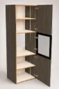 Tall Unit with 2 Wooden Shutter 1 Aluminum Glass Profile Shutter and 4 Shelves for Microwave - 632 x 580 x 2200