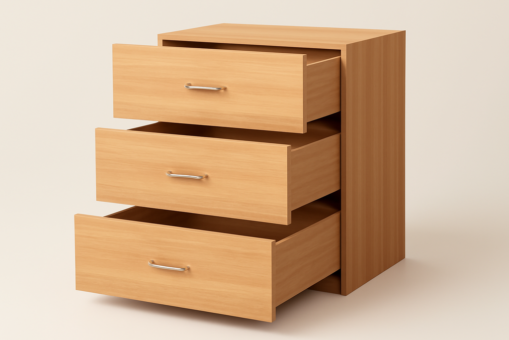 Base Unit with 1 Medium and 2 Large Wooden Drawers - 800 x 580 x 820
