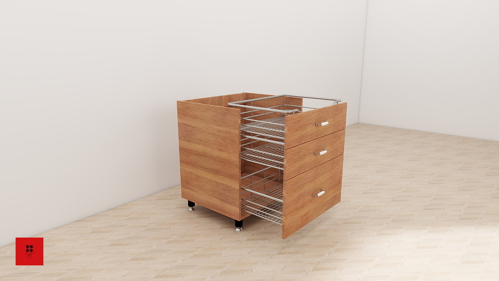 Kitchen Base Wire Drawer (2S1L-Cutlery, Cup & Saucer, & Thali) 474 x 580 x 820