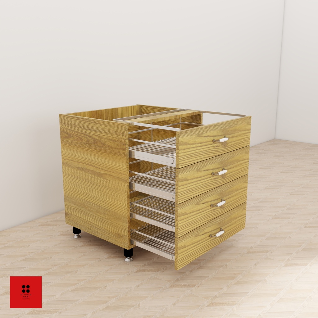 Kitchen Base Wire Drawer (4S-Plain Baskets) 627 x 580 x 820