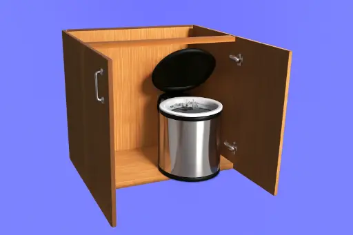 [KBU-SU-2S1WB-H820-W1000] Base Sink Unit with 2 Shutter & 1 SS Waste Bin and Aluminium Foil protected Base 1000 x 580 x 820