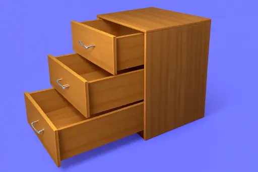 [KBU-3M-WD-H820-W350] Base Unit with 3 Medium Wooden Drawers - 350 x 580 x 820