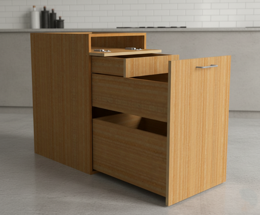 [KBU-1S1MULD-1LOLD-H820-W450] Base HOB Unit with 1S & 1M Under-lapped Drawers and 1L Over-lapped Drawer - 450 x 580 x 820