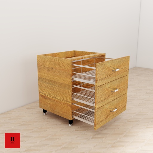 [KBU-WD3M-P-H820-W601] Kitchen Base Wire Drawer (3M-Plain Baskets) 601 x 580 x 820